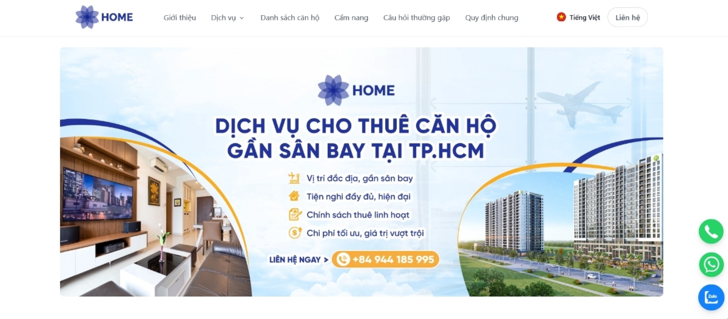 HOME - Dịch vụ cho thuê căn hộ gần sân bay Tân Sơn Nhất