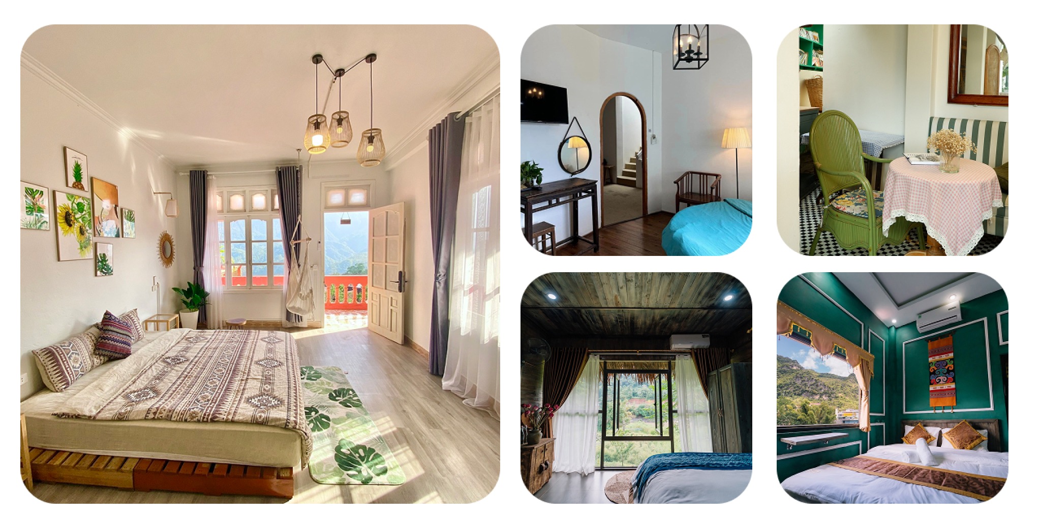 Hình ảnh tổng hợp các căn hộ và phòng nghỉ thuộc chuỗi D Home tại Sapa, Hà Giang và Đà Lạt