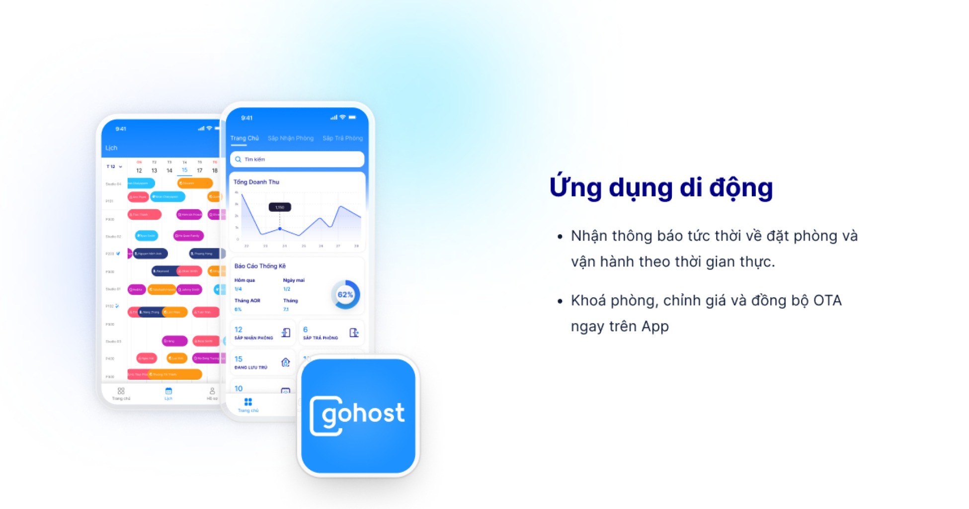 Chủ chuỗi căn hộ dịch vụ tạo đơn, khoá phòng và chỉnh giá từ xa ngay trên ứng dụng di động GoHost