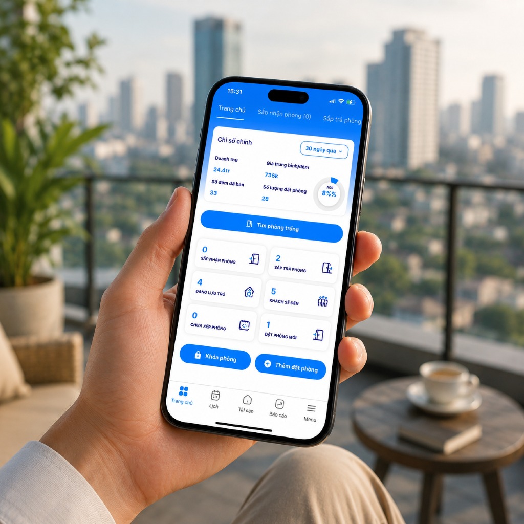 GoHost app mobile — chủ chuỗi căn hộ khoá phòng và chỉnh giá trực tiếp từ điện thoại