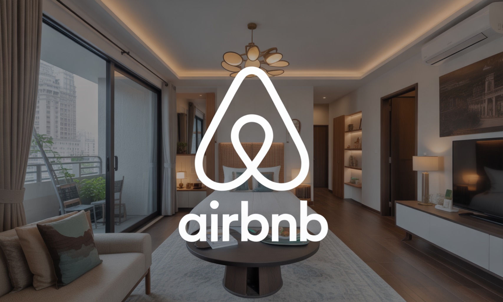 Hình ảnh một căn hộ cho thuê trên Airbnb với thiết kế ấm cúng, nội thất hiện đại và góc nhìn đẹp, minh họa cho mô hình kinh tế chia sẻ và trải nghiệm sống địa phương.