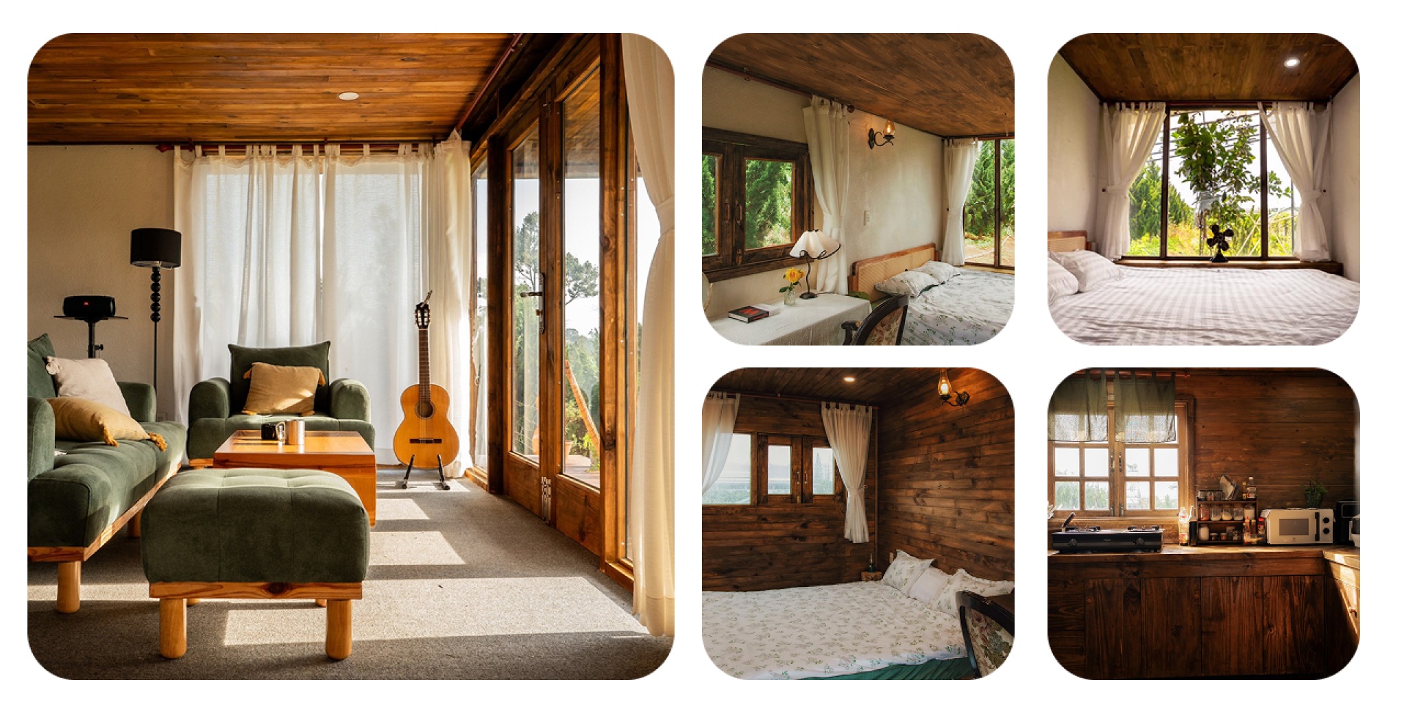 Villa Nh&agrave; Bao La Bảo Lộc phong c&aacute;ch rustic cabin nh&agrave; gỗ mộc mạc view rừng th&ocirc;ng