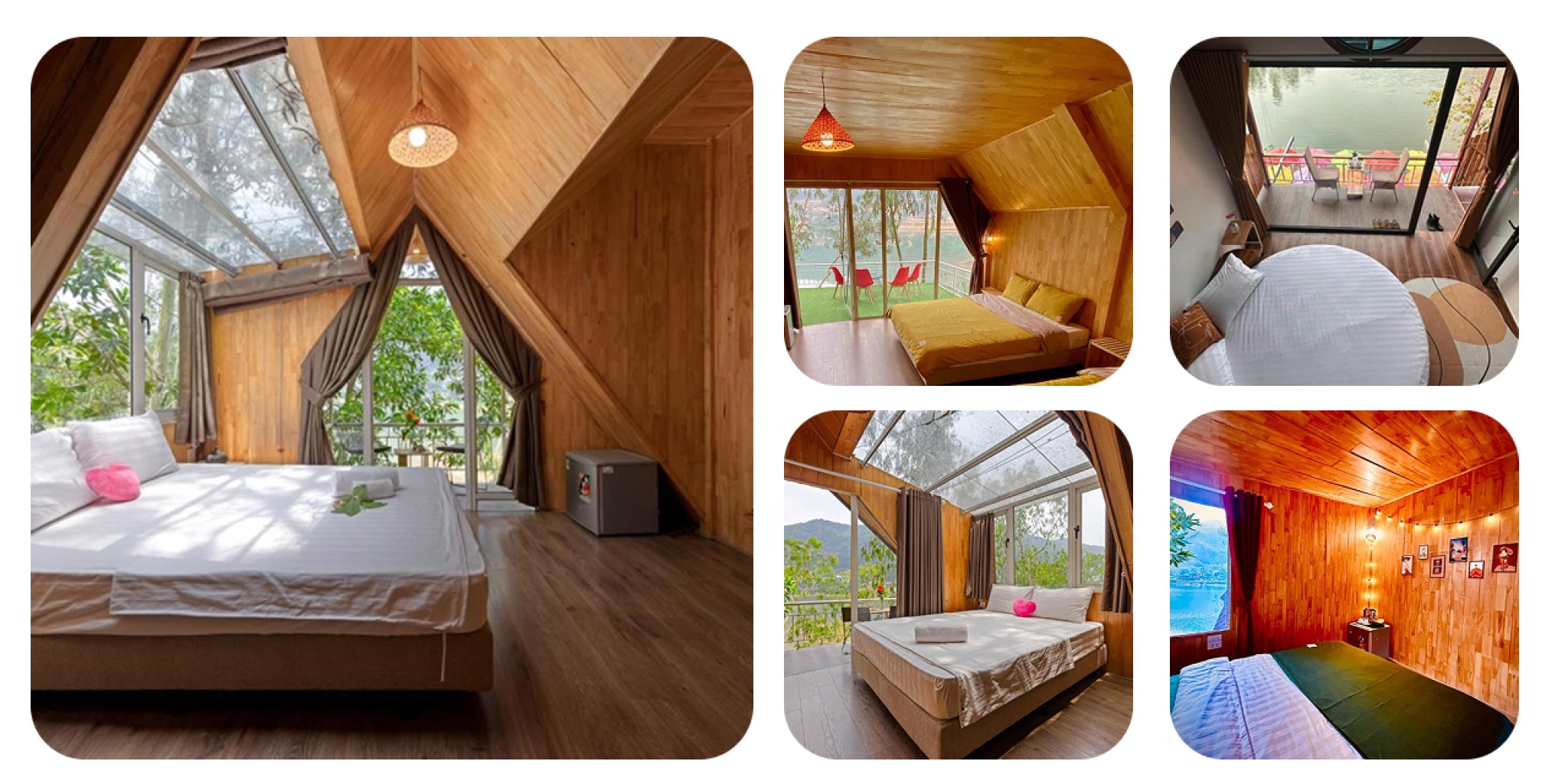 Thiết kế phòng ngủ ốp gỗ thông tự nhiên ấm cúng và hiện đại tại homestay Nhà Ven Hồ Đồng Đò Sóc Sơn