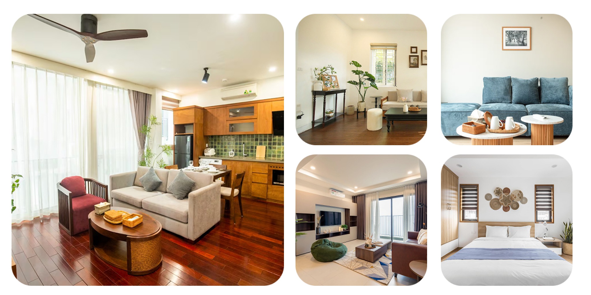 Căn hộ studio hiện đại sang trọng tại X&ocirc;i Residence ở H&agrave; Nội với ph&ograve;ng kh&aacute;ch s&aacute;ng, nội thất gỗ tinh tế, sofa &ecirc;m &aacute;i v&agrave; bếp đầy đủ tiện nghi, ph&ugrave; hợp kh&aacute;ch lưu tr&uacute; ngắn v&agrave; d&agrave;i ng&agrave;y.