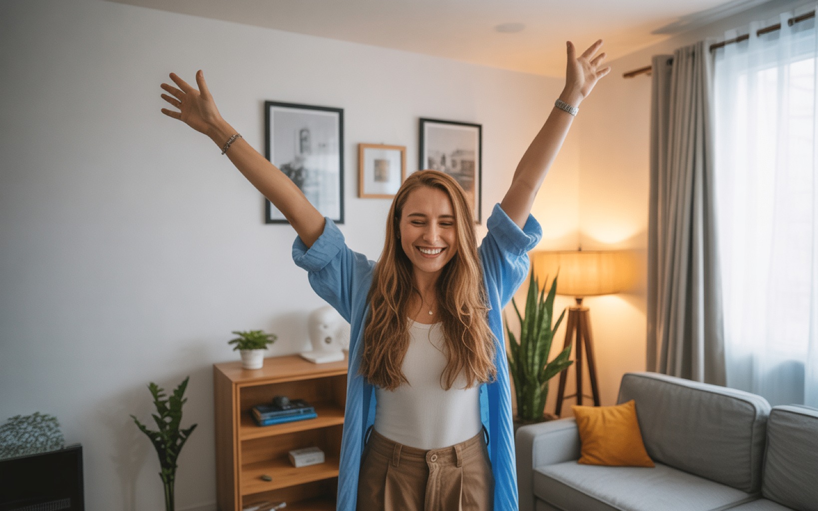 Hình ảnh khách du lịch mỉm cười khi nhận phòng homestay giống hệt mô tả trên Airbnb, thể hiện sự trung thực trong thông tin giúp tăng đánh giá 5 sao